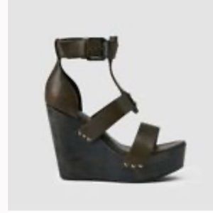 NEW AllSAINTS Rotchko Wedge Brown Size 38
